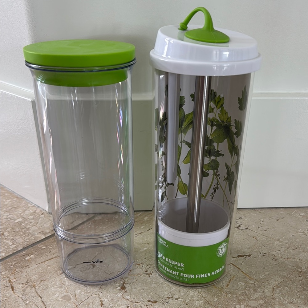 Set of 2 Herb Keepers / Clear Storage Container Set